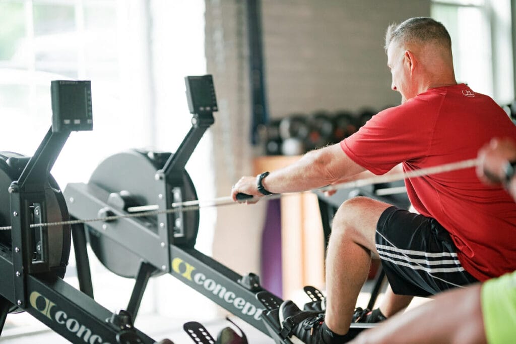 Training on rowing machine