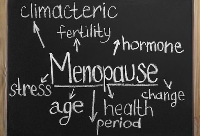 Menopause Management: How Exercise Transforms Your Transition 1 list of words associated with menopause written on a chalkboard